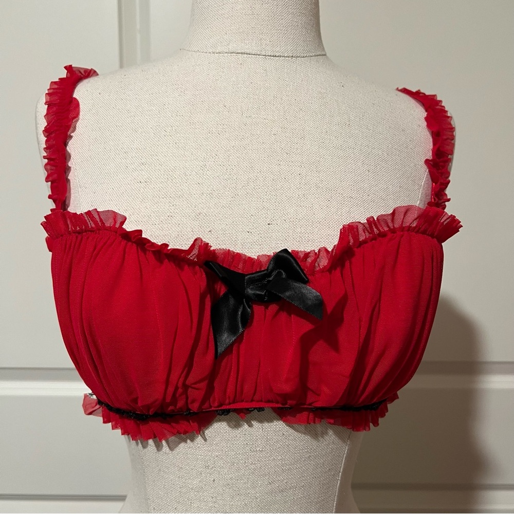 Frederick's of Hollywood Red Bra with Black Bow